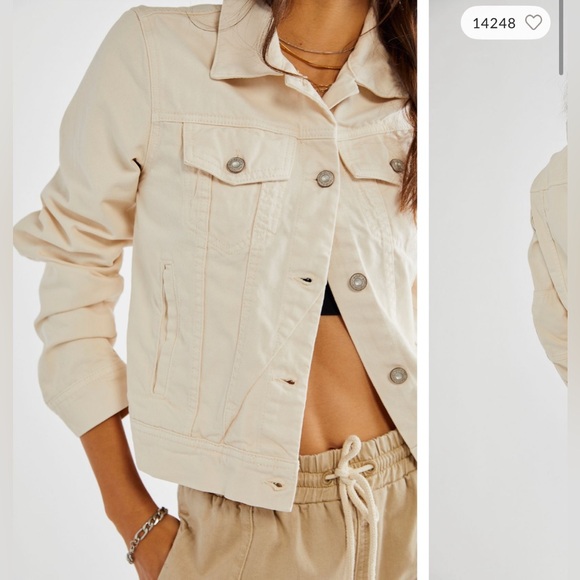 NWT Free People We the Free Rumors Denim Jacket - Ecru Ivory cream - small - Picture 3 of 10